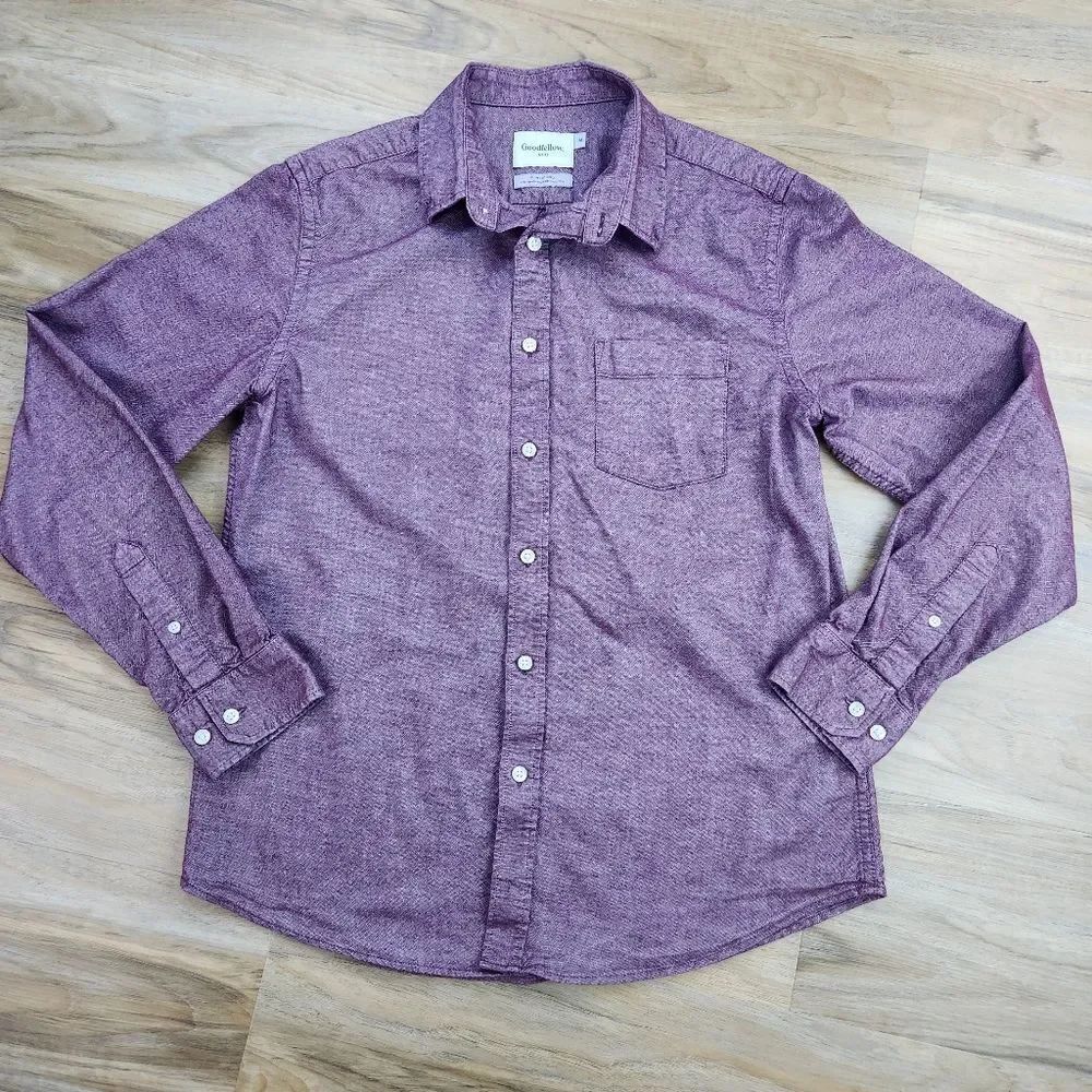 🔺️Goodfellow Dark Red Slim Button Northrop Long Sleeve Shirt Men's Medium
